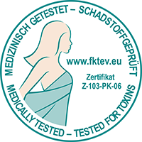 Логотип гигиенического сертификата Medizinisch getestet und Schadstoff geprüft (Medically Tested, Tested for Toxins